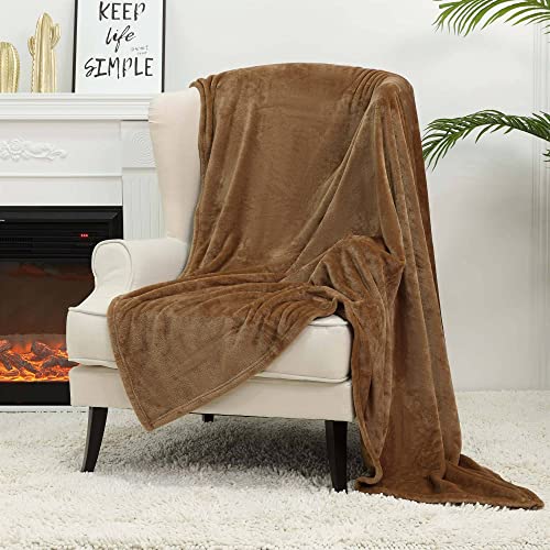NANPIPER Fleece Blankets Super Soft Flannel Fuzzy Blanket for Bed Couch Luxury Cozy Plush Microfiber Blanket-Twin Size Coffee Brown - color: Coffee Brown, size: Twin