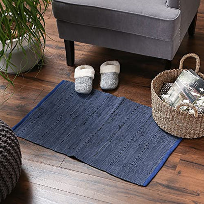DII Chindi Home Collection Handwoven Multicolor Area Rag Rug, 20x31.5, French Blue - color: French Blue, size: 1'8" x 2'8" (Rectangular)
