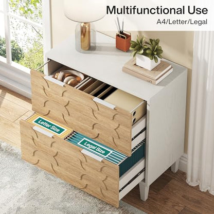 Tribesigns 2-Drawer File Cabinet, White & Walnut - color: Walnut and White