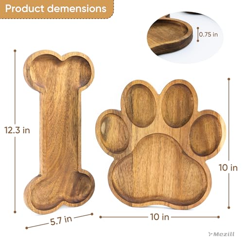 Cute Wooden Serving Tray – Handcrafted Acacia Decorative Paw Bone Platter for Pets & Human, Food-Safe Snack Board with Unique Wood Grain, Cute Pawprint Gift for Dog Lovers, Parties & Home Decor