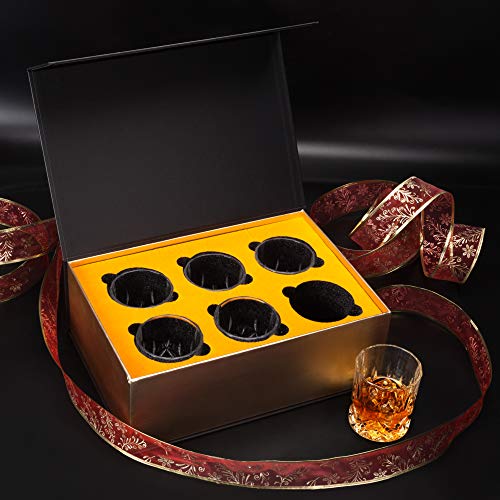 KANARS Whiskey Glasses Set of 6 with Elegant Gift Box for Liquor Scotch Rum | 10 Oz Premium Old Fashioned Crystal Glass Tumbler Bourbon Gifts for Birthday Thanksgiving Christmas Housewarming - color: Set of 6