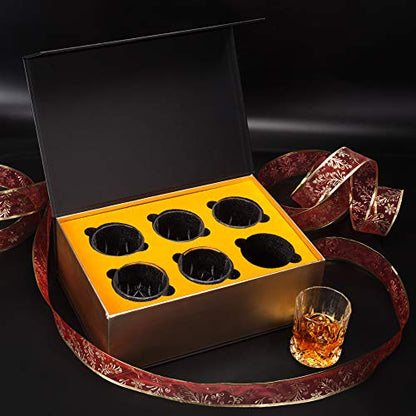 KANARS Whiskey Glasses Set of 6 with Elegant Gift Box for Liquor Scotch Rum | 10 Oz Premium Old Fashioned Crystal Glass Tumbler Bourbon Gifts for Birthday Thanksgiving Christmas Housewarming - color: Set of 6