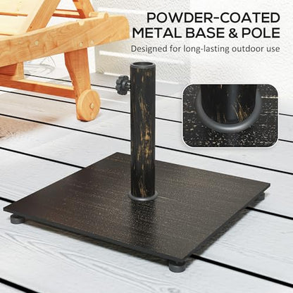 Outsunny Flat Patio Umbrella Base 29 lbs for 1.5"/1.9" Poles Bronze | Square Metal Patio Umbrella Stand Base Holder, Adjustable Foot Pads, Heavy Duty, Outdoor Lawn Poolside - color: Bronze