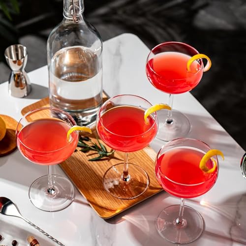 Coupe Glasses Set of 8, 8OZ Hand Blown Crystal Cocktail Martini Glasses for Espresso Martini,Manhattan,Champagne,Suitable for Bar Glassware,Party or Gift