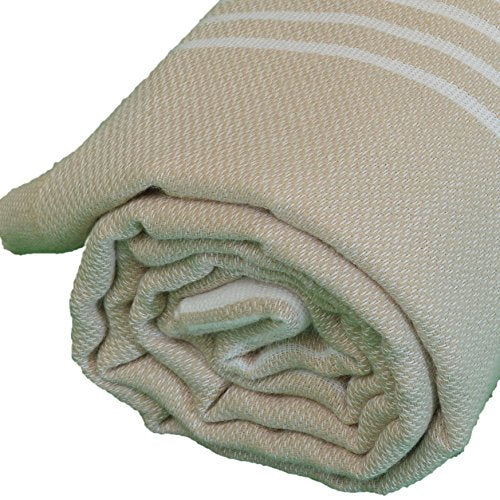 Bersuse Towels Anatolia XL Beach Blanket Throw Blanket Turkish Towel 100% Cotton Extra-Large Quick-Dry Lightweight Premium Peshtemal Towel - 61x82 Inches, Beige - color: Beige