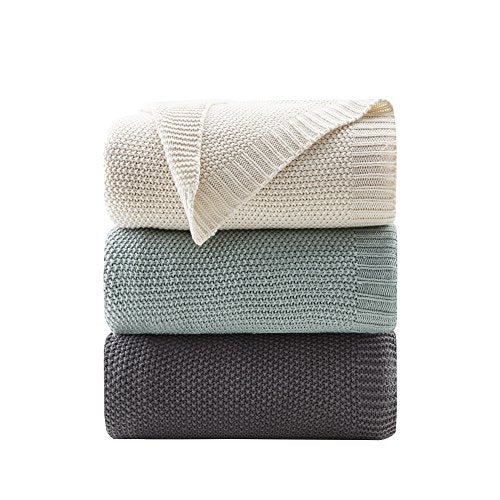 INK+IVY Bree Knit Throw Blanket for Bed, Sofa, and Couch, Lightweight, Breathable, Soft & Cozy Summer Blanket, Full/Queen (90 in x 90 in), Charcoal - color: Charcoal, size: Full/Queen (90 in x 90 in)