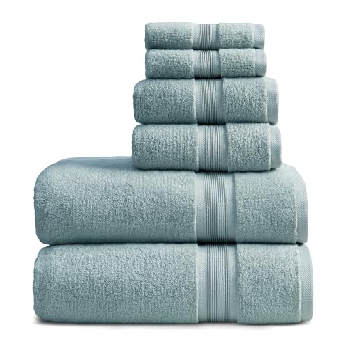 Luxury Bamboo Rayon Bath Towel Set | 6-Piece Set | Aegean | 35% Bamboo Rayon - 65% Zero Twist Cotton | Absorbent Quick-Dry Towels for Bathroom | Ultra Soft | OEKO-TEX Standard 100 - color: Aegean, size: 6 Piece Set