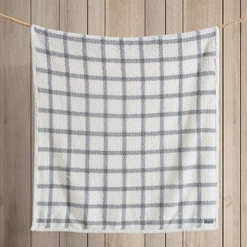 Eddie Bauer - Throw Blanket, Ultra-Soft Plush Bedding with Faux Shearling Reverse, Blanket for Couch & Bed (Bunkhouse Plaid Grey, 50" x 60") - color: Bunkhouse Plaid Grey, size: 50" x 60"