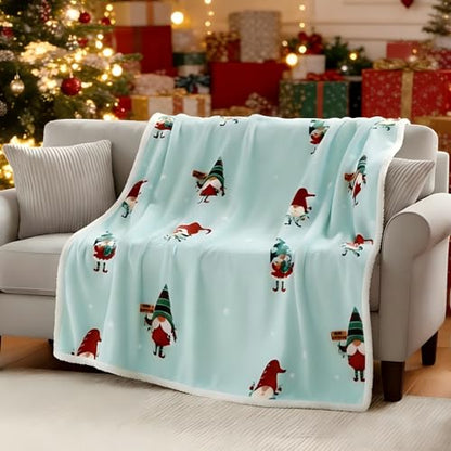 Catalonia Christmas Elf Sherpa Throw Blanket, Xmas Theme Throws, Plush Fleece Couch Blanket, Super Soft, Comfy, Cozy, Fluffy, Ugly - color: Xmas Elf Green, size: 50"x60"