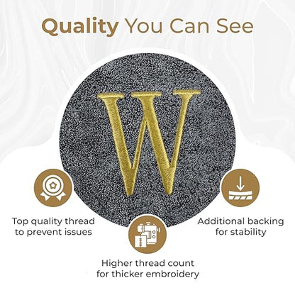 Personalized Bath Towels | Set of 2 | Choose from 12 Fonts | Genuine Turkish Cotton | Oeko-Tex Certified | Personalized Towels | Bathroom Towels - color: Gray - Bath Towels