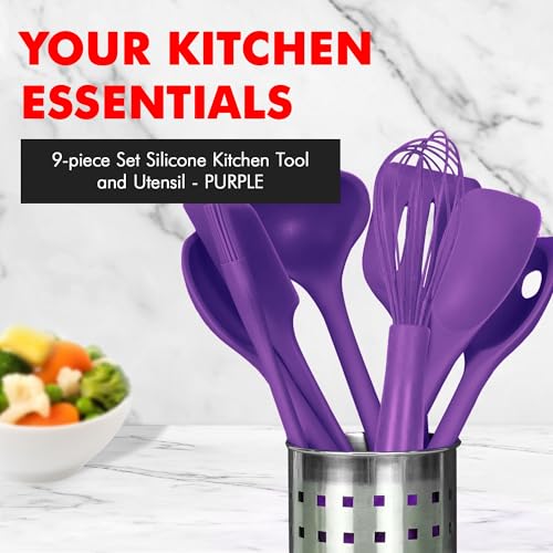 Chef Craft Premium Silicone Kitchen Tool and Utensil Set, 9 Piece, Purple - color: Purple, size: 9 Piece Set