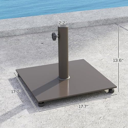 Outsunny Flat Patio Umbrella Base 29 lbs for 1.5"/1.9" Poles Brown | Square Metal Patio Umbrella Stand Base Holder, Adjustable Foot Pads, Heavy Duty, Outdoor Lawn Poolside - color: Brown