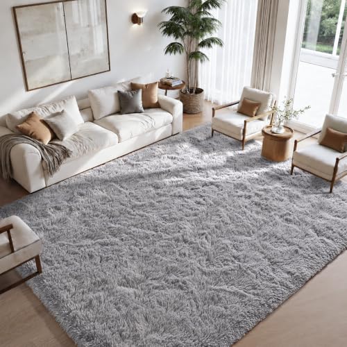 Zentavio Area Rugs for Living Room Grey Rugs for Bedroom Large 6x9 Carpet Fluffy Furry Soft Shag Aesthetic Plush High Pile Gray Throw Rug for Nursery Kids Room Dorm - color: Grey, size: 6' x 9' (Rectangular)