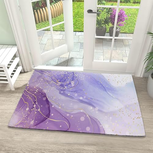 Door Mat, Gilded Violet Marble Front Door Mat 17''x30'', Doormats Indoor Entrance, Welcome Entry Mat,Outdoor Welcome Mat,Low-Profile Floor Rugs for Entry Patio - color: Gilded Violet Marble
