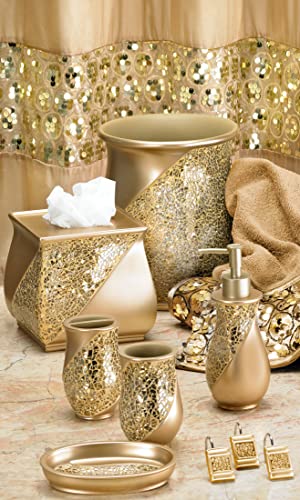 Zahari Home Sinatra Soap Dispenser/Lotion Pump Unique Design Bling Glass Mosaic Décor, Gold - color: Gold