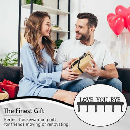 Key Holder for Wall - 'Love You Bye' Key Hooks, Black, 6 Hooks | Key Holder Wall Mount Self Adhesive, Key Rack Wall Mount for Wall No Drill for Living Room, Kitchen, Bathroom, Garage - color: Love You Bye' Black