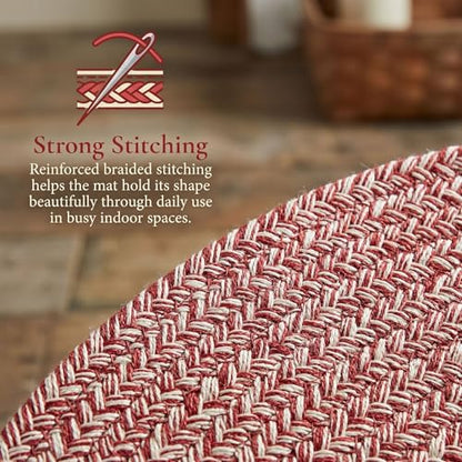 Super Area Rugs Farmhouse Braided Rug Cotton Kitchen Reversible Carpet, Red & White, 2' X 3' Oval - color: Red & White, size: 2' x 3' (Oval)