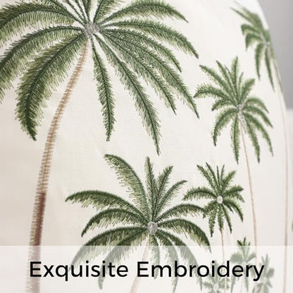 Palm Tree Embroidered Throw Pillow Covers 18x18 Pack of 2 | Ocean-Themed,Durable Fabric,Square Pillow Cover,Boho Decorative,Hidden Zipper,Aesthetic Design,Ideal Gift,Machine Washable - color: Tropical Palm Trees Green