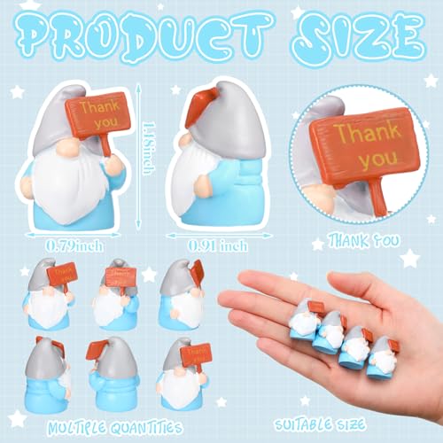 24 Pcs Mini Resin Gnomes Figurines Miniature Tiny Fairy Gnomes Figurines Inspirational Appreciation Gnome Statues with Motivational Word for Office Desk Table Employee Family Supplies(Thank You) - color: Classic, style: Thank You