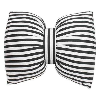 Bow Shaped Pillow, Decorative Sofa Throw Pillows, 17.7" x 13.8", Striped Black and White Reversible Pillow Cushions for Couch Bed Sofa Office Car Decor Neck Waist, Hand Made Cotton, Detachable to Wash