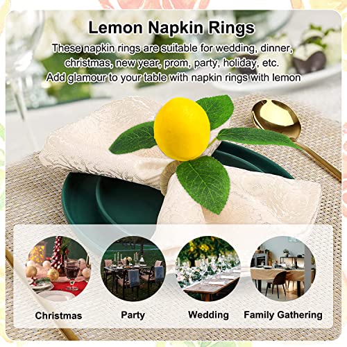 Lemon Napkin Rings Set of 6, Faux Lemon Summer Farmhouse Napkin Ring Holder for Dining Table Decor Banquet Wedding Birthday Thanksgiving Christmas Easter Holiday Table Decorations - size: 6-Pack