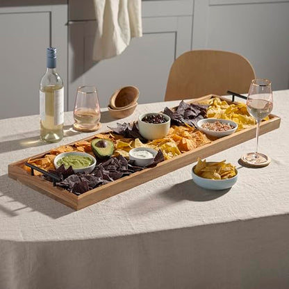 Twine Modern Manor Longboard Cheese Platter with Handles, Rectangular Cheese Board and Home Decor Tray, Dining Table Accessories Acacia Wood Set of 1 - style: Modern Manor Longboard