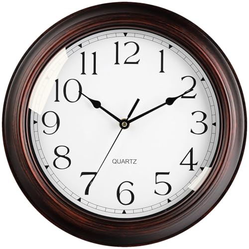 KECYET 16" Wall Clocks Battery Operated Silent Vintage (Bronze) | Vintage Wall Clock; Analog Silent non Ticking; Kitchen Living Room Home Office Bathroom Bedroom - color: A_bronze, size: 16 Inch