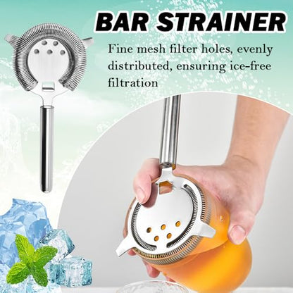 Cocktail Strainer, Bar Strainers, Stainless Steel, Silvery | Martini Strainer, for Drinks Boston Shaker Mixing Glass Bartender Hawthorne Tools