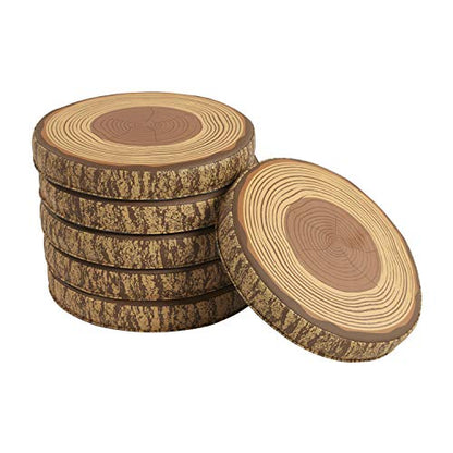 ECR4Kids SoftZone Tree Log Round Floor Cushions, 6-Piece, Chocolate | Soft foam with polyurethane cover, GREENGUARD Gold Certified, lightweight, stackable, non-slip, classroom flexible seating