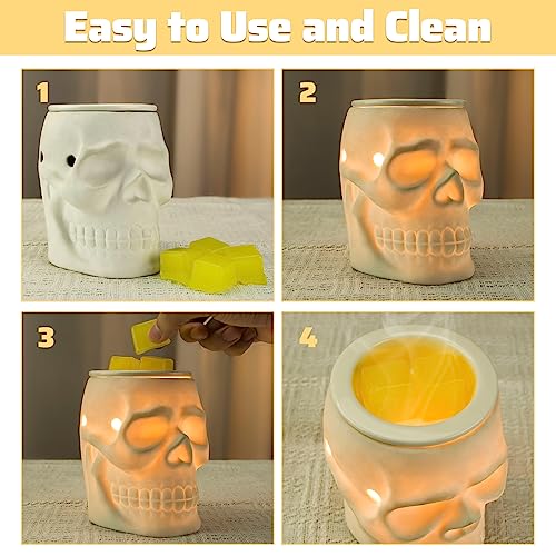 Halloween Wax Melt Warmer, Ceramic Skull Scentsy Wax Warmer for Scented Wax Melts, Electric Wax Melter Warmer for Candle & Fragrance Cubes