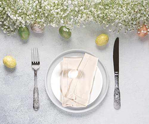 Ramanta Home Cloth Napkins Set of 12 20x20 Inches, Beige | Polyester Napkins with Hemmed Edges, Washable Reusable Dinner Napkins Ideal for Parties, Weddings, Hotels and Banquets - color: Beige, size: 20" x 20" (Set of 12)