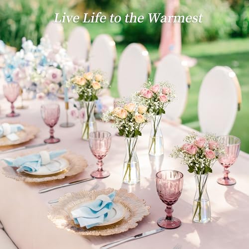 Set of 24 Glass Bud Vases for Centerpieces - Clear Small Flower Vase, Modern Minimalist Cute Mini Decorative Bulk Vases for Wedding Bridal Shower Birthday Party Events Dining Room Table Decor