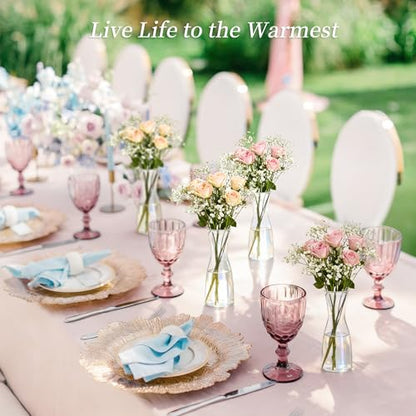 Set of 24 Glass Bud Vases for Centerpieces - Clear Small Flower Vase, Modern Minimalist Cute Mini Decorative Bulk Vases for Wedding Bridal Shower Birthday Party Events Dining Room Table Decor