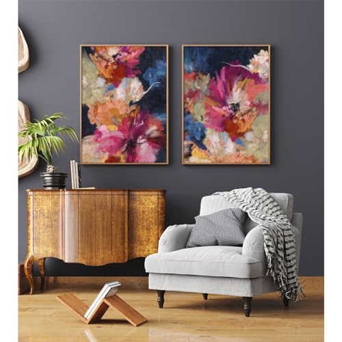 Colorful Abstract Wall Art Decor Modern Flower Canvas Wall Art Abstract Flower Pictures Painting Modern Colorful Artwork Posters Abstract Prints for Living Room Bedroom 24x36 Inch Unframed Set of 2 - color: Colorful Flowers Prints, size: 24x36 Inch, style