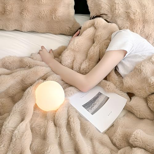 Faux Fur Throw Blanket Plush Thick Fleece Blanket Fluffy Cozy Soft Warm Blankets Throws for Bed, Couch, Sofa, Office, Camping 50''x60'' Camel - color: D-camel, size: 50''x60''