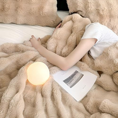 Faux Fur Throw Blanket Plush Thick Fleece Blanket Fluffy Cozy Soft Warm Blankets Throws for Bed, Couch, Sofa, Office, Camping 50''x60'' Camel - color: D-camel, size: 50''x60''