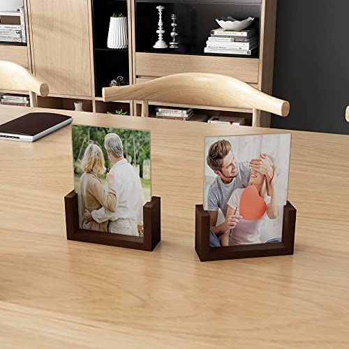 RLAVBL 5x7 Picture Frame Set of 2, Rustic Glass Photo Frames with Base for Tabletop Display - size: 5x7