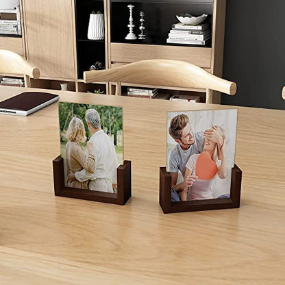 RLAVBL 5x7 Picture Frame Set of 2, Rustic Glass Photo Frames with Base for Tabletop Display - size: 5x7