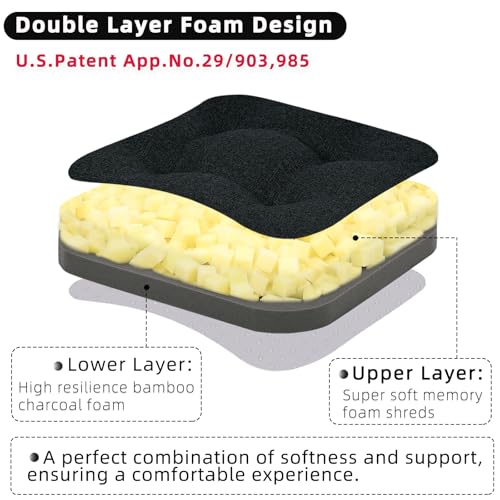 GOFORIT Memory Foam Seat Cushion，Kitchen Chair Cushions for Dining Chairs,Non-Slip Chair Pads with Removable Cover, 16'' x 16'', Black - color: Black