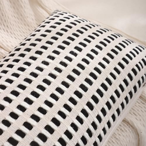 14x36 Throw Pillow Cover Boho Lumbar Pillow Cover White and Black | 1 Piece,Durable Fabric,Stripe Pillow Cover,Farmhouse Cushion Case,Chenille Pillow Case,Neutral Pillowcase for Sofa Couch Bed - color: White and Black Stripe, size: 36" x 14" (Pack of 1)