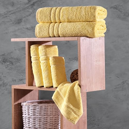 Hawmam Linen Personalized Towels - Customized Turkish Cotton Towel Set, Monogrammed Towels with Initial, Name & Embroidery, Idea for Weddings, Bridal Showers, Anniversaries, for Couples - Yellow - color: Yellow