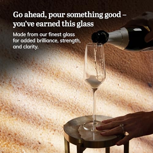 Libbey Signature Champagne Flute Glasses Set, Stylish, Dishwasher Safe Champagne Glasses Set of 4, Champagne Gift Set for Weddings and Events - color: Greenwich Flute 4