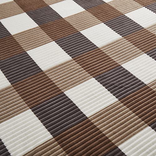 PU MEI Sherpa Blanket Full/Queen Plaid Thick Bed Blanket, 90”*80” Super Soft Flannel Fuzzy Fleece Reversible Velvet Plush Warm Blanket for Couch(Beige Check, 80"*90") - color: Beige Check, size: 80"*90"