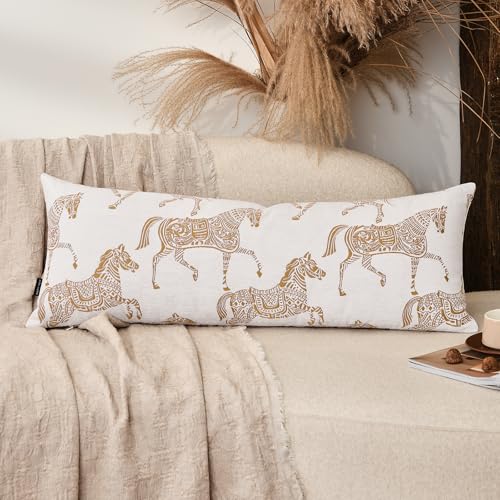 Decorative Lumbar Pillow Cover 14x36 Inch, Double Sided Running Orange Horse Design Long Pillow Covers, Decorative Cushion Cover Couch, Sofa, Living Room, Bedroom - color: Orange Horse, size: 36" x 14" (Pack of 1)