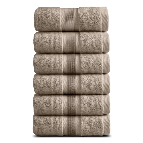 Luxury Bamboo Rayon Hand Towel Set | 6-Pack | Cobblestone | 35% Bamboo Rayon - 65% Zero Twist Cotton | Absorbent Quick-Dry Towels for Bathroom | Ultra Soft | OEKO-TEX Standard 100 - color: Cobblestone, size: Hand Towels (6 Pack)