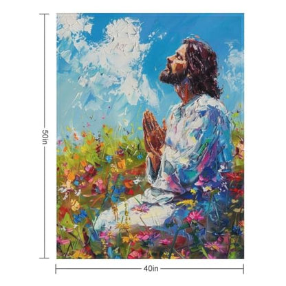 Jesus in Wildflower Field 02 Flannel Blankets Fleece Soft Throw Lightweight Plush Gifts for Couch, Bed, Cozy Sofa Plush, Chair, Lovers 40x50in(100x125cm) - color: Style-11, size: 40x50in(100x125cm)