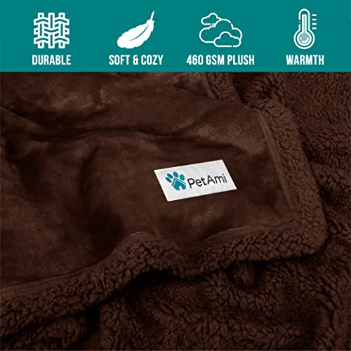 PetAmi Dog Blanket Small Medium Pet Cat Puppy Kitten, 40x29, Solid Brown | 460 GSM, Soft Sherpa Fleece Throw, Reversible Plush Couch Cover Protector Crate Carrier Sofa Bed Car Seat, Machine Washable - color: Brown/Brown Sherpa, size: Medium - 29 X 40 Inch