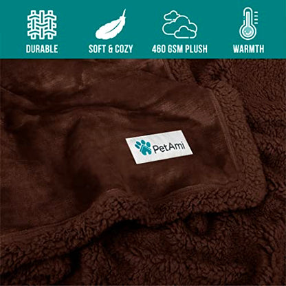 PetAmi Dog Blanket Small Medium Pet Cat Puppy Kitten, 40x29, Solid Brown | 460 GSM, Soft Sherpa Fleece Throw, Reversible Plush Couch Cover Protector Crate Carrier Sofa Bed Car Seat, Machine Washable - color: Brown/Brown Sherpa, size: Medium - 29 X 40 Inch