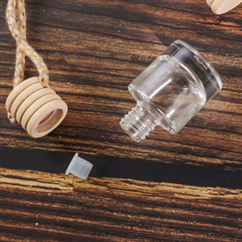 10 Packs Car Hanging Diffuser Empty Glass Perfume Bottles Air Freshener Diffuser Bottle Pendant Oil Fragrance Aromatherapy Bottle Ornament Decor (round)
