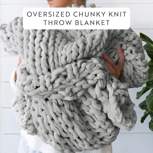 Merit Linens Chunky Knit Throw Blanket - One Size Light Gray - color: Chunky Hand-knit Light Gray